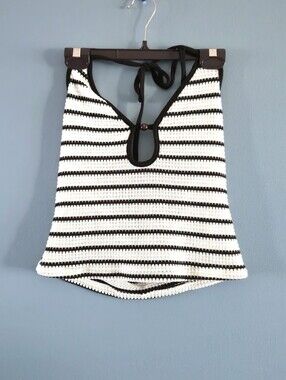 NWOT Knit Halter Top Black & White Striped Small
